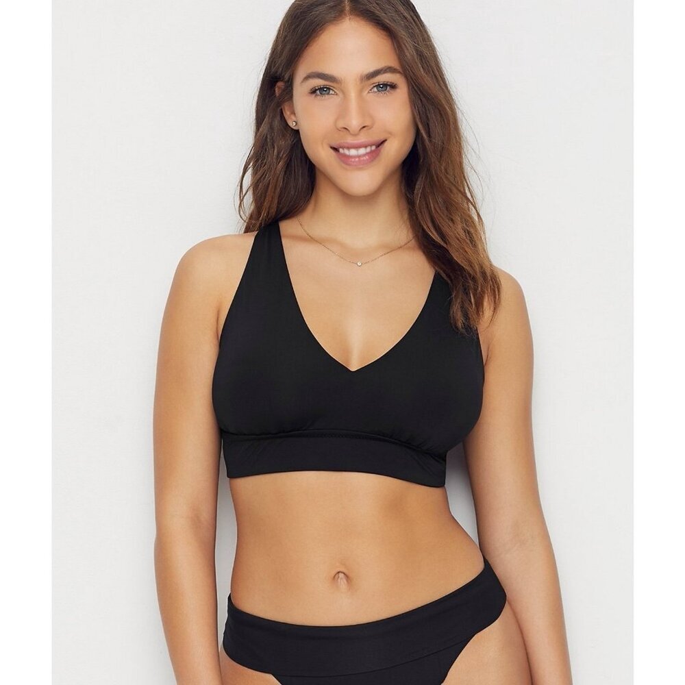 Becca By Rebecca Virtue Black Color Code Brooke Bralette Bikini Swim Top DD